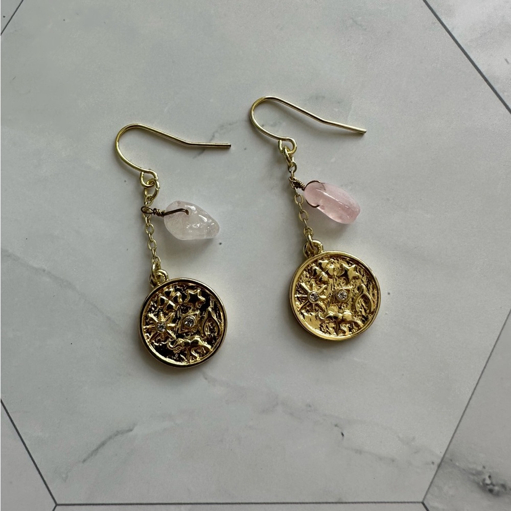 Rose Quartz Gemjewellerykxo Eye Of Providence Earrings